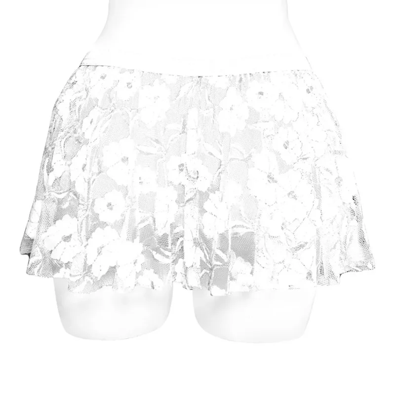 Jupe en dentelle unie pour hommes, maille transparente, pour Lingerie basse, jupes plissées, transparente, bas moulant pour soirée — image 5