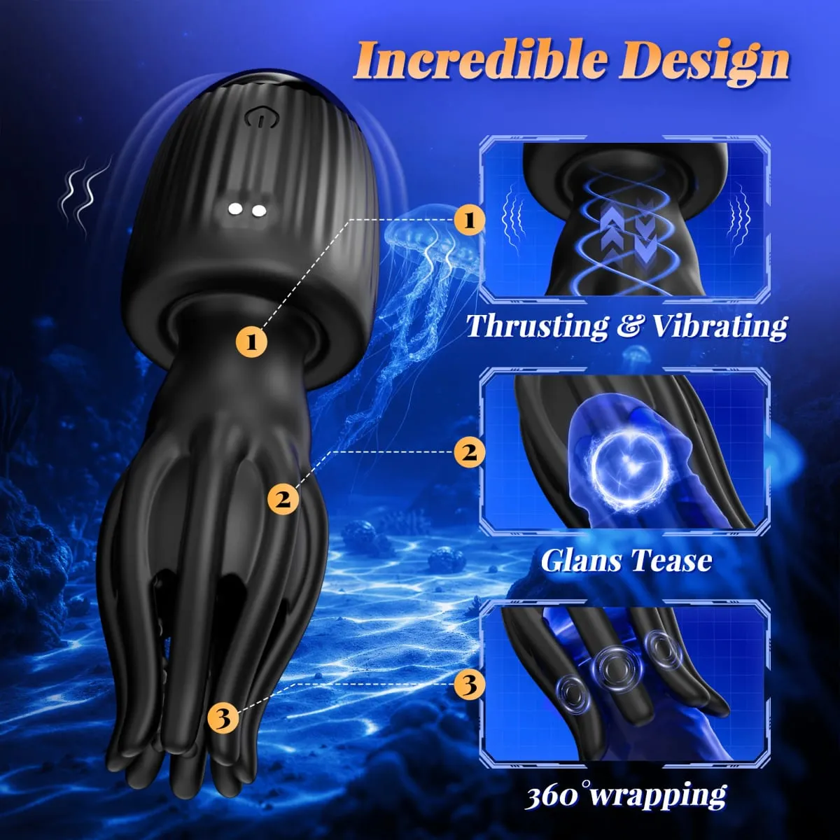 Spinta Masturbatore maschile Pene Vibratore Glande Trainner con 4 Anelli per il pene Stimolatore del capezzolo clitoride Adulti Giocattoli del sesso per gli uomini — image 3