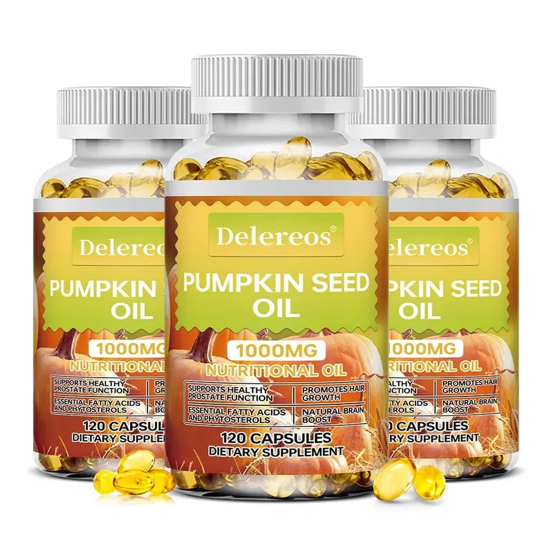 Capsule di olio di semi di zucca da 1000 mg supportano la prostata, la vescica urinaria e la salute dei capelli per gli uomini Salute cardiovascolare Non OGM — image 10