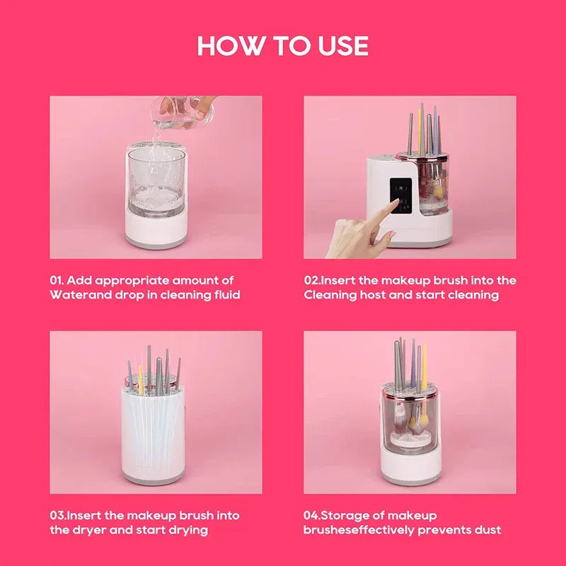 NEUE Elektrische 3 IN 1 Make-Up Pinsel Cleaneing Maschine Make-Up Pinsel Trockner Tragbare Automatische USB Kosmetik Pinsel Reiniger Werkzeug — image 6
