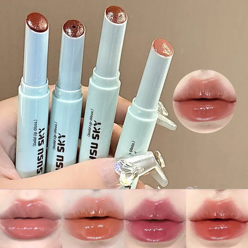 Jelly Solid Lip Gloss Mirror Orange Röd Fuktgivande Vattenfärgad Läppbalsam Non-Fläck Cup Långvarig Plumping Lipstick Makeup — image 1