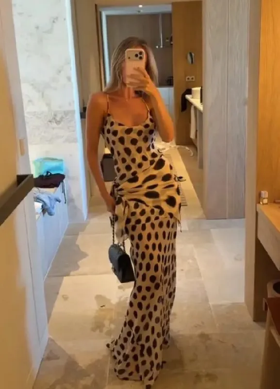 Robe Patchwork à pois pour femmes, tenue élégante, bretelles Spaghetti, coupe cintrée, moulante, vacances d'été, tenue de Club, 2026