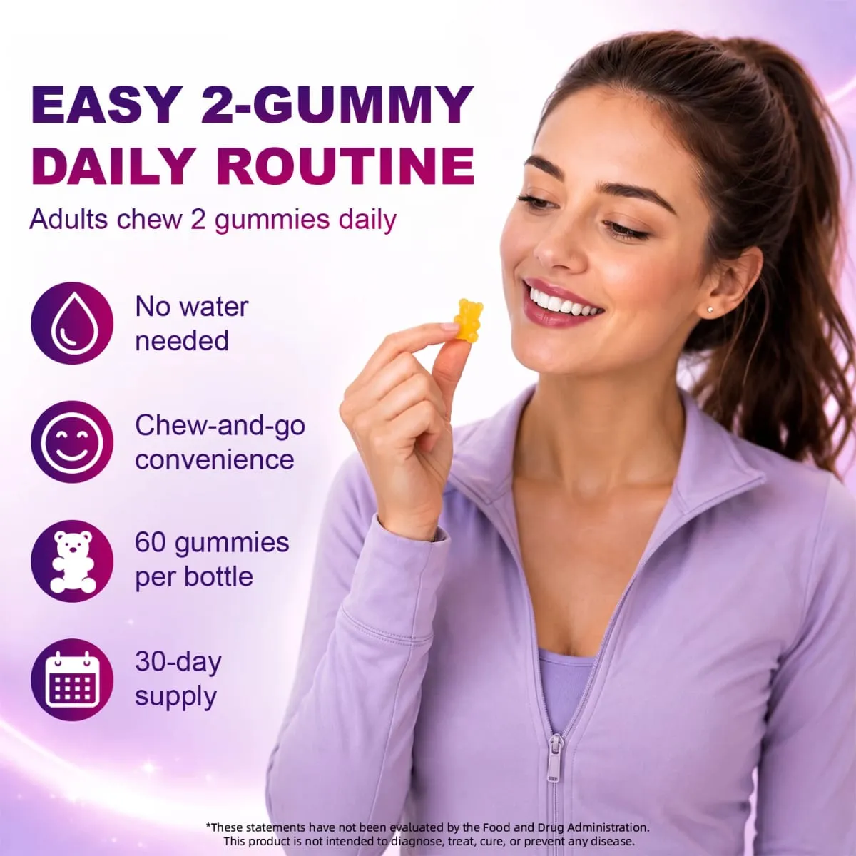 Multivitamin Dewasa Bear Gummies 14 dalam 1 Vitamin Mineral Kompleks Vitamin C Zink B D Metabolisme Tenaga Imun Sokongan Pemakanan Harian 60 Kiraan — image 6