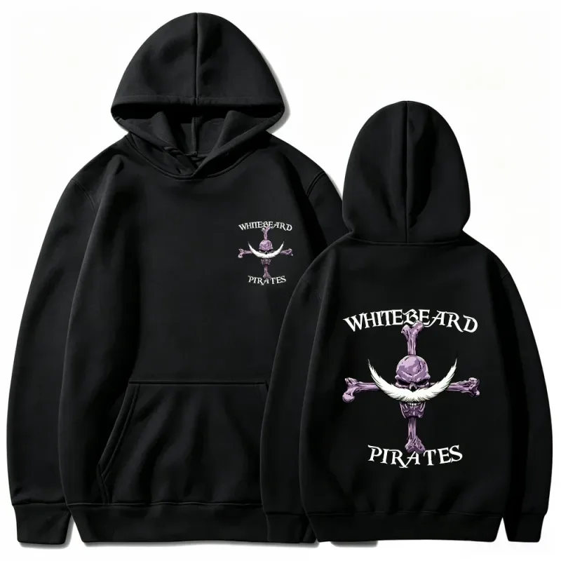 Moletom com capuz de piratas de barba branca de uma peça, moletom com estampa, barba branca Jolly Roger Anime gráfico streetwear top com capuz — image 2