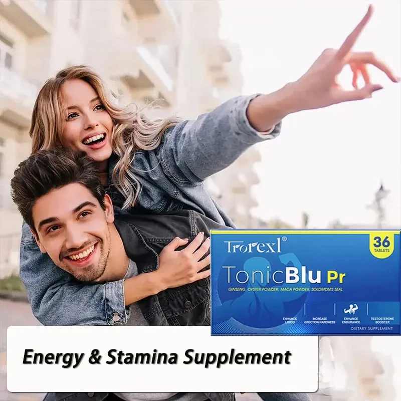 TonicBluPro Blue Pills Male Enhancing Supplements Support Stamina & Energy Natural Oyster & Ginseng Tablets