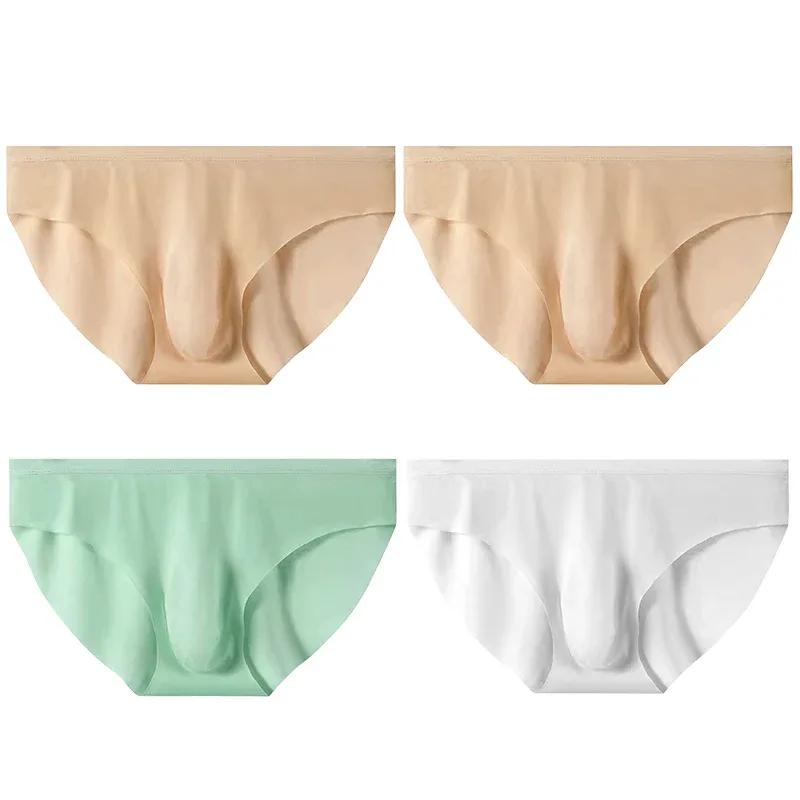 4 Stück Herren-Slip aus Eisseide, ultradünn, transparent, nahtlos, 3D-Beutel, niedrige Taille, atmungsaktiv, Dreiecksunterwäsche — image 14