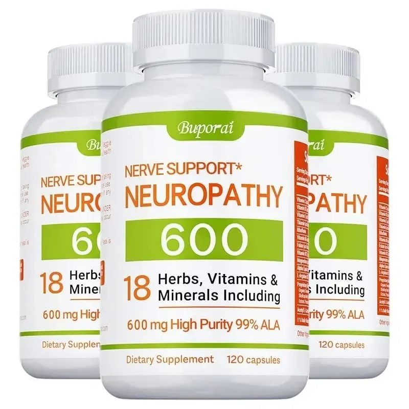 Supplément de soutien à la neuropathie 600 mg - Réduit le stress Favorise la santé nerveuse et la fonction cérébrale Énergie cellulaire sans OGM — image 11