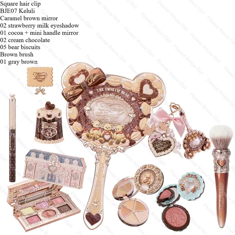 Koleksi Riasan Toko Pop Up FlowerKnow - Set Lip Gloss Perona Mata Berpigmen Tahan Lama untuk Kecantikan yang Lebih Baik — image 7