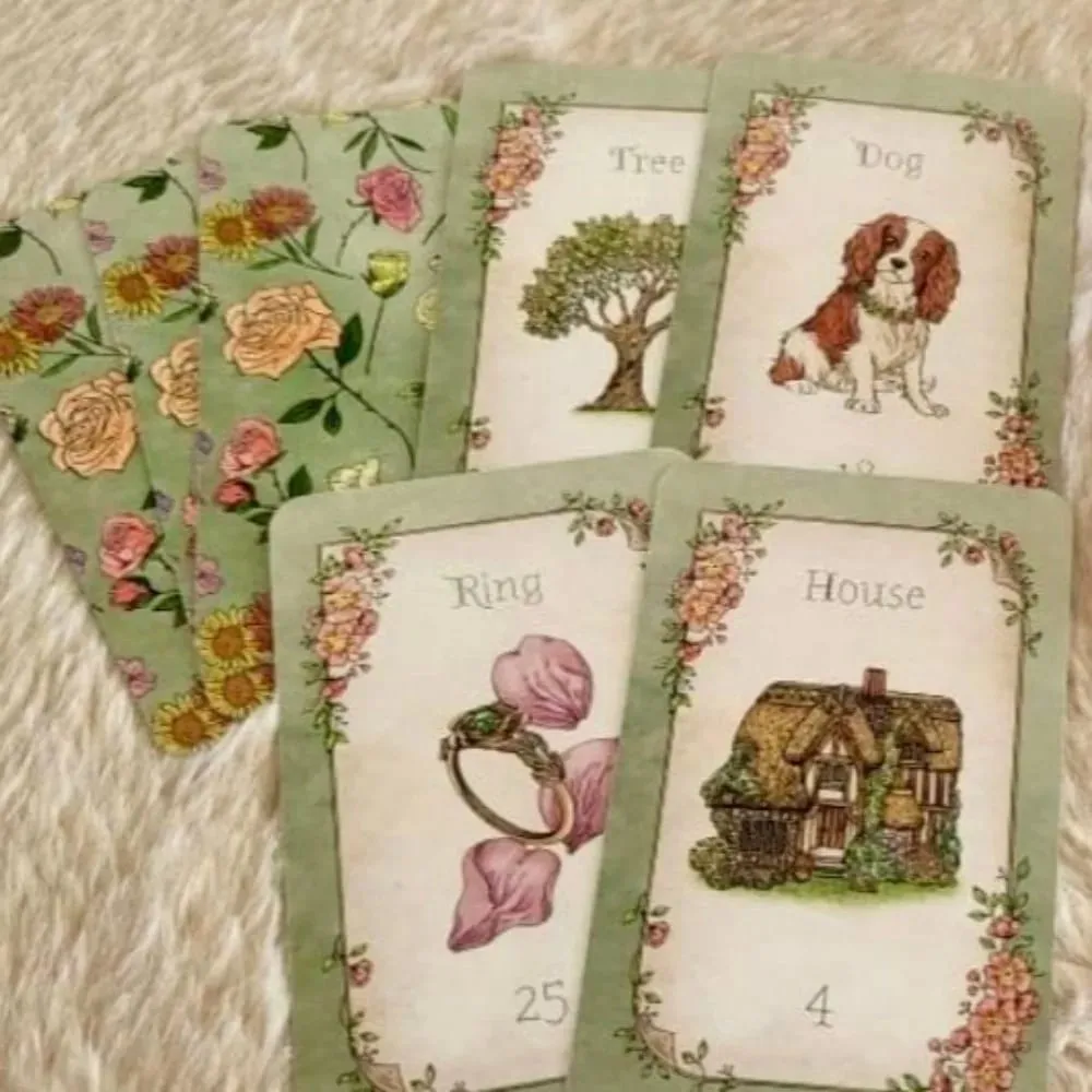 9*6 ซม. Floraneum Lenormand Tarot Oracle 36 Lenormand การ์ดภาพประกอบประดับด้วยดอกไม้ตกแต่ง — image 4