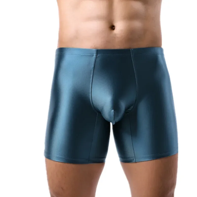 Boxer intimo uomo Uomo Solid Slim Ice Silk Pantaloncini gamba estesa Boxer Ropa Vita media Mutandine sportive Mutande maschili M-XXL