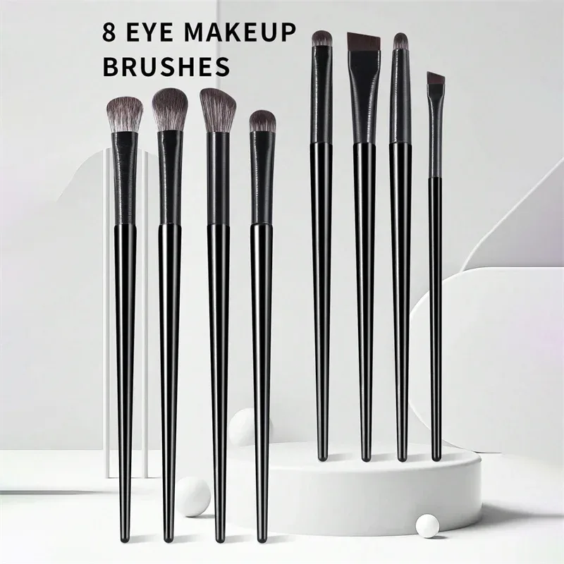 8 pezzi Pennelli per trucco occhi Set Professionale Morbido Contouring Ombretto Eyeliner Pennello per sopracciglia Strumento per pennelli cosmetici per bellezza facciale