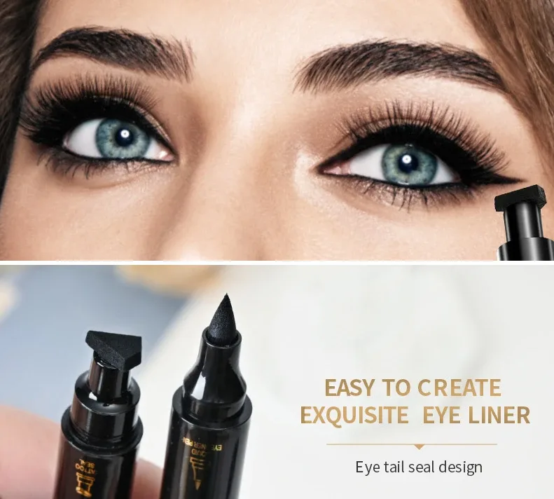 Flüssiger Eyeliner-Stift, super wasserfest, schwarz, doppelköpfiger Stempel, langlebiger Eyleliner, Katzenauge, Maquiagem, kosmetisches Make-up-Werkzeug — image 6