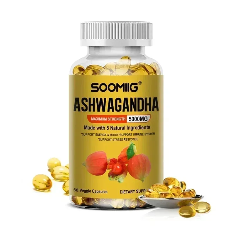 Organic Ashwagandha - Stress Relief & Immune Support Supplement Supports Balanced Energy Levels NON-GMO Vegan Capsules