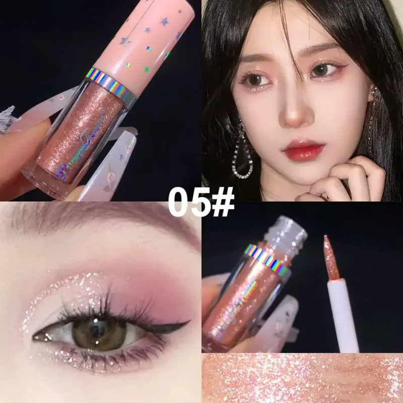 Paillettes blu Liquid Eyeshdaow Glitter Gel Penna per eyeliner metallizzata lucida Diamond Shimmer Strumento per il trucco di bellezza per occhi impermeabile