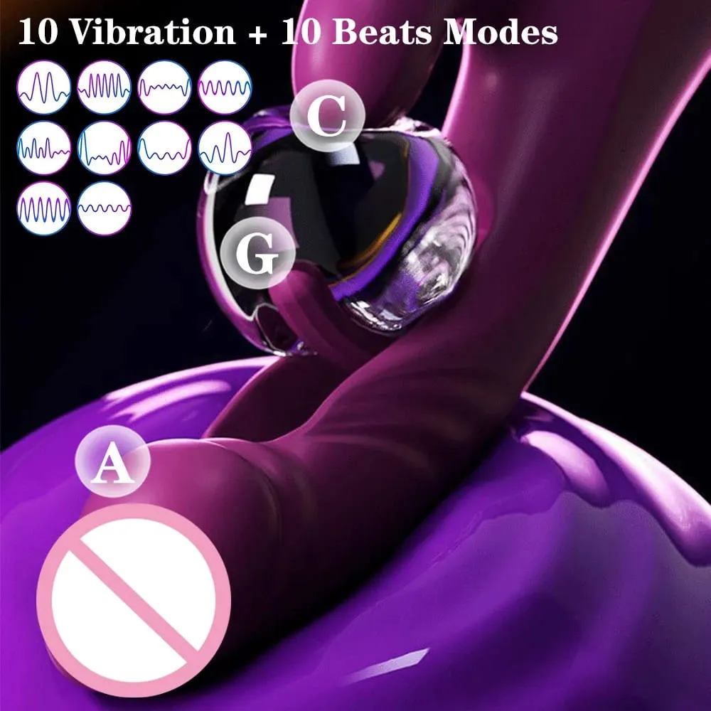 Kaninchen Vibrator 10 Vibration & 10 Flattern Modi Vagina Vibrator G-punkt Klitoris Stimulator Weibliche Masturbator Frauen Sex Spielzeug — image 3