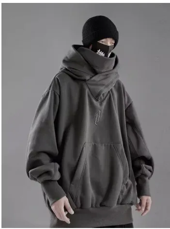 Embroidery Turtleneck Sweatshirt Oversized Y2K Men Women Hoody Japanese Ninja Hoodies Autumn Hip Hop Fleece Pocket Streetwear — image 8