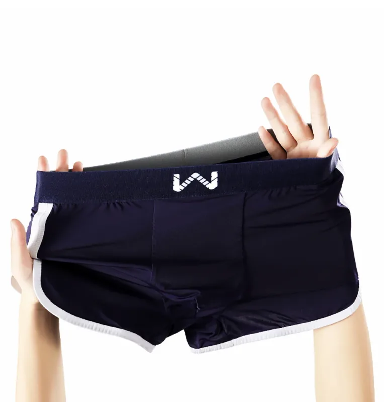 3st/pack Ice Silke Andas Antibakteriellt Mesh Herrkalsonger Stor Space Pouch Trosor Höga elastiska midjeband Boxer Homme — image 17