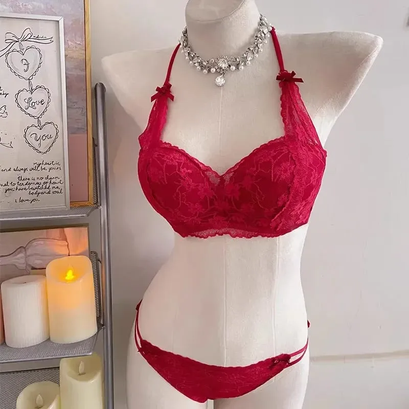 Reggiseno in pizzo con fiocco stile cavezza femminile Push-up imbottito senza ferretto Lingerie interna morbida per busto piccolo da indossare ogni giornoセクシーな — image 7