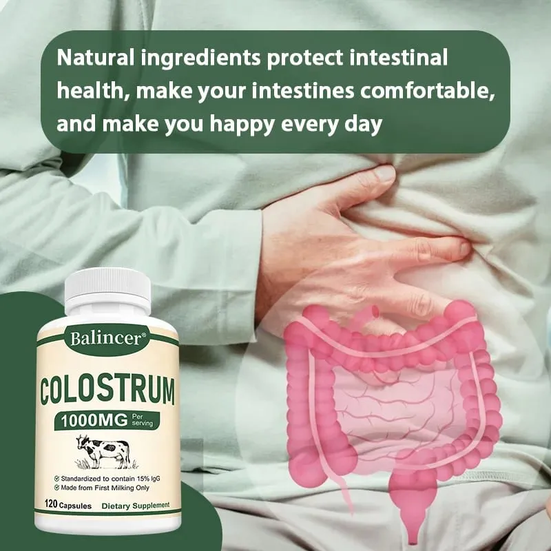 Colostrum 1000mg Capsules Support Gut Digestive Health Immune Defense Muscle Recovery Focus Skin Hair & Nails Wellness — image 3