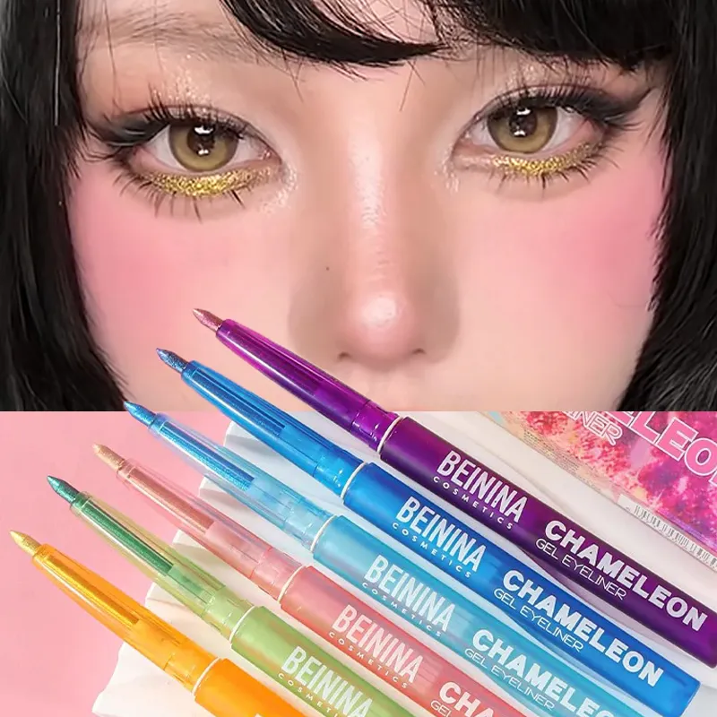 Bunglon Berkilat Yellow Eyeliner Gel Pen Pembayang Mata Metalik Multicolor Eye Liner Pearlescent Polarized Solek Pigmen Mata Dalam