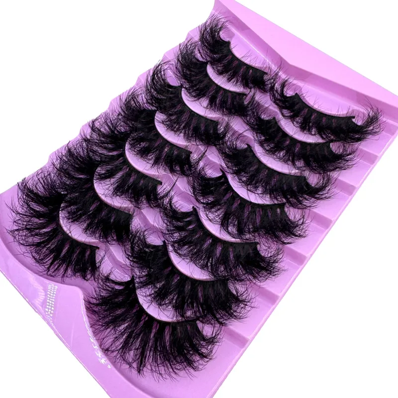 7 Paar flauschige Wimpern 10–25 mm, 3D-Nerzwimpern, lange, dicke, natürliche falsche Wimpern, Großhandel für Wimpernverkäufer, Make-up-Nerzwimpern