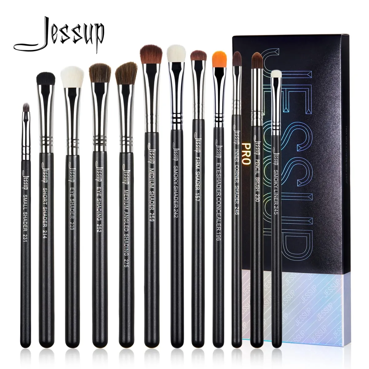 Jessup conjunto de pincéis para sombra, conjunto de pincéis de maquiagem para os olhos preto premium sintético, sombreamento, corretivo, pincel de mistura t339 — image 1