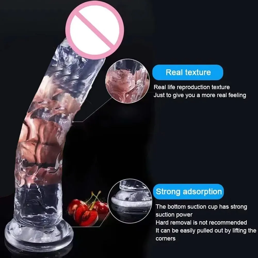 Trasparente Realistico Dildo Gelatina Pene Ventosa Dildo Masturbatore Femminile Stimolatore Clitorideo Grande Cazzo Lesbiche Giocattoli Del Sesso — image 6