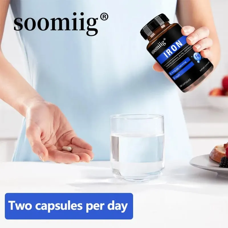 Capsules de fer, supplément de fer quotidien à haute absorption, soutient la concentration énergétique et le bien-être du corps, santé immunitaire et des globules rouges — image 5
