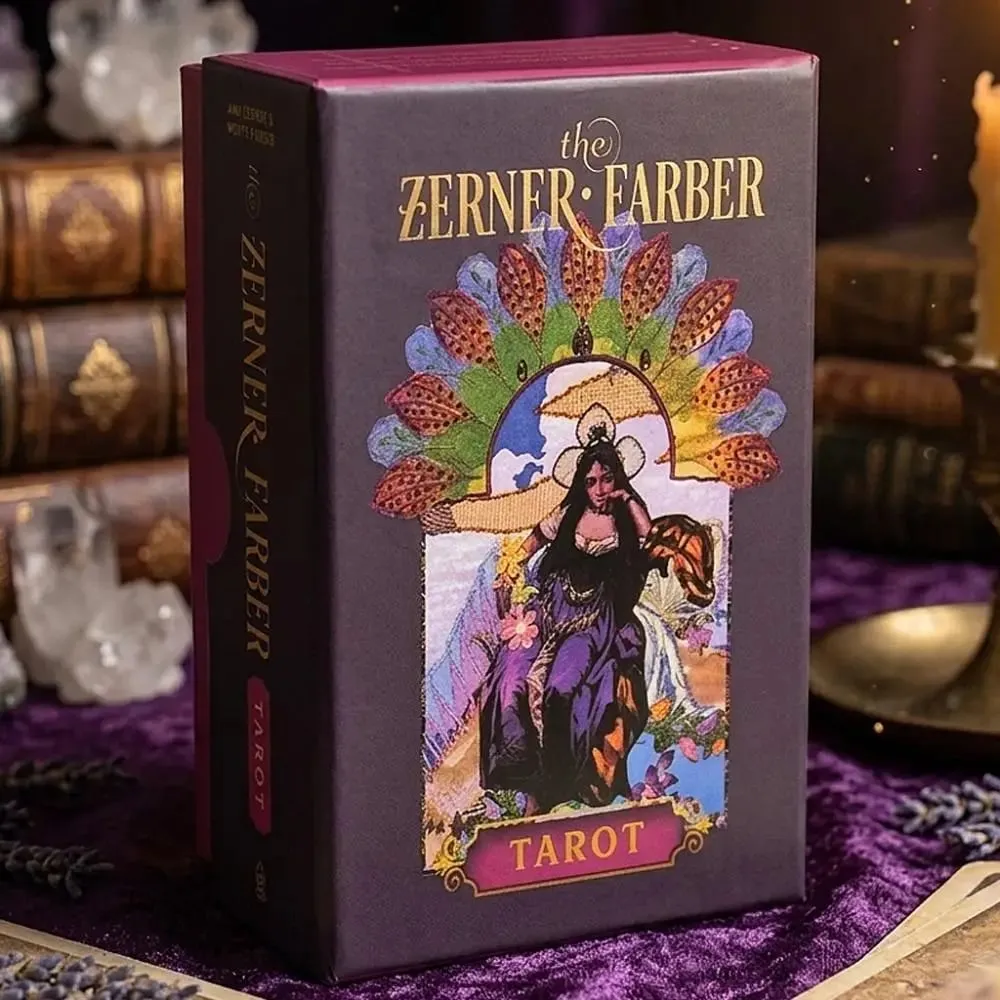 이중 양각 Zerner-Farber 타로 데크 78 Pcs 콜라주 아트 타로 카드 10.5*6cm 단단한 상자에 영적 점 도구