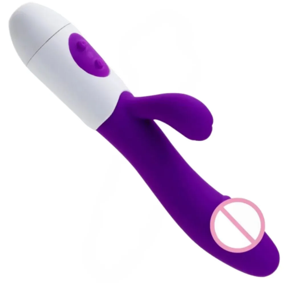 Rabbit Vibrator G-Spot Silicone Dildo Dual Vibrating Clitoris Stimulator 10 Speeds Επαναφορτιζόμενο αδιάβροχο σεξ παιχνίδι για γυναίκες — image 1