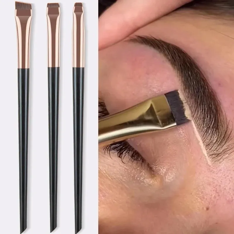 3 Teile/satz Klinge Eyeliner Pinsel Augenbraue Pinsel Tragbare Flache Fein Eye Liner Stirn Kontur Make-Up Pinsel Bilden Werkzeug Großhandel 2025 — image 1