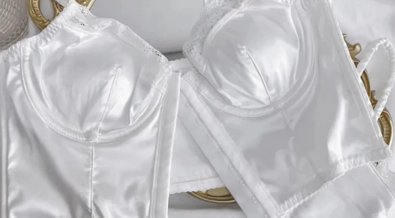 Intimo in raso con fibbia frontale a lisca di pesce, intimo estivo, lingerie sottile, bellezza, bralette, petto ampio, può essere indossato all'esterno — image 8