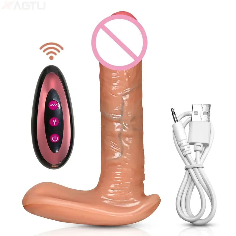 รีโมทคอนโทรล Thrusting Dildo Vibrator จริง Dildos G Spot Anal การสั่นสะเทือนกระตุ้นอวัยวะเพศชายผู้ใหญ่ของเล่นสำหรับผู้หญิง — image 8