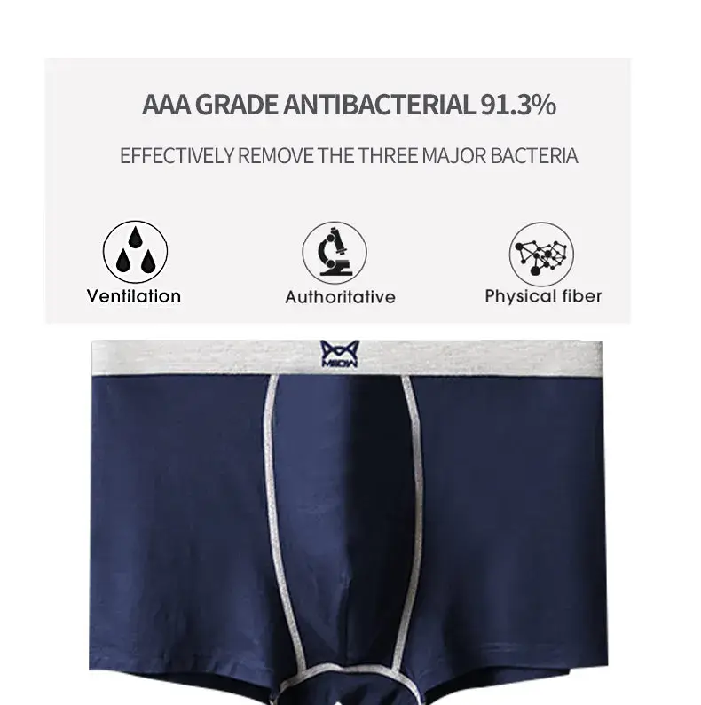MiiOW 3pcs 40S Modal Men Boxers Underwear Breathable Mesh Men's Panties Boxershorts 3A Graphene Antibacterial Man Underpants 3256806622346870 — image 4