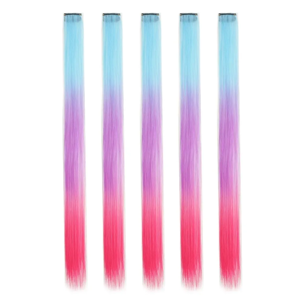 5 stks/set Clip in Hair Extensions Synthetische Haarstukjes Gekleurde Party Hoogtepunten voor Meisjes 18 inch Multi-kleuren Steil Haar — image 28