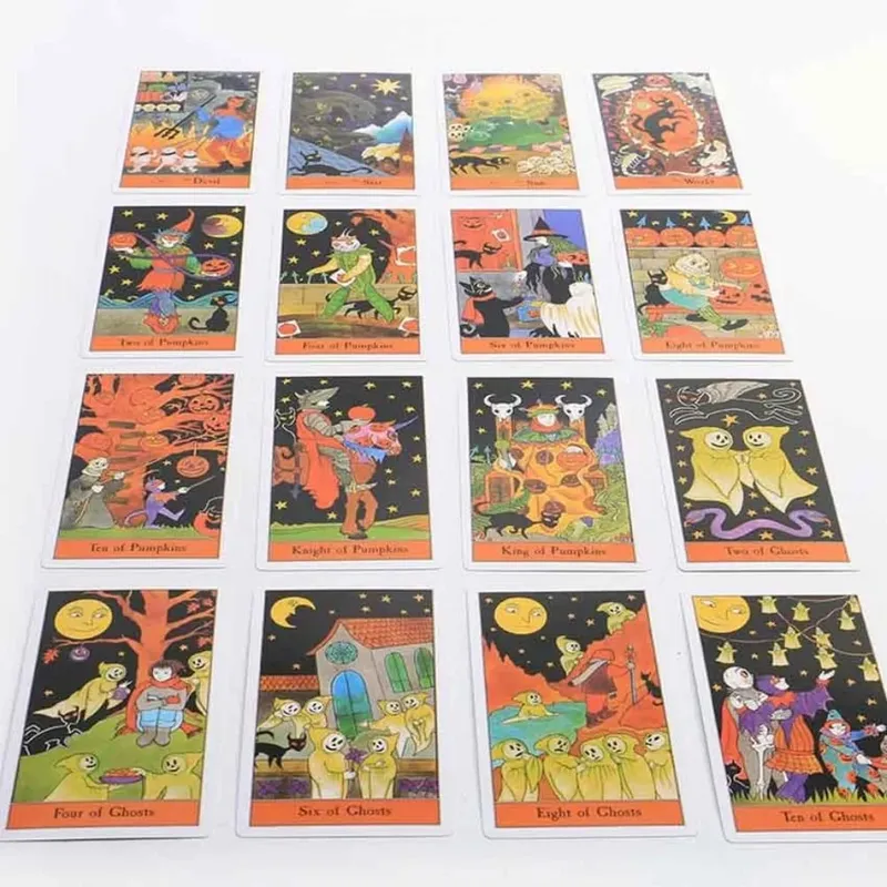 11,3 x 6,3 cm Das Halloween-Tarot-Deck-Kartenspiel-Papierhandbuch