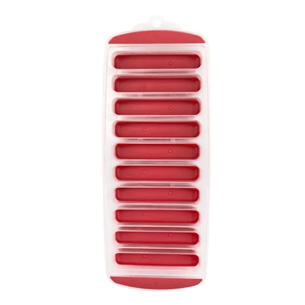 DIY 10 Holes Long Strip Ice Cube Mold with Lid Silicone Ice Cube Tray Homemade Ice Block Mold Cold Drink — image 6