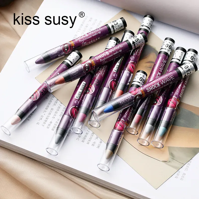 2 In 1 Eyeshadow Lipstick Stick Pencil Waterproof Glitter Matte Eye Shadow Makeup Pigment Eyeshadow Pen