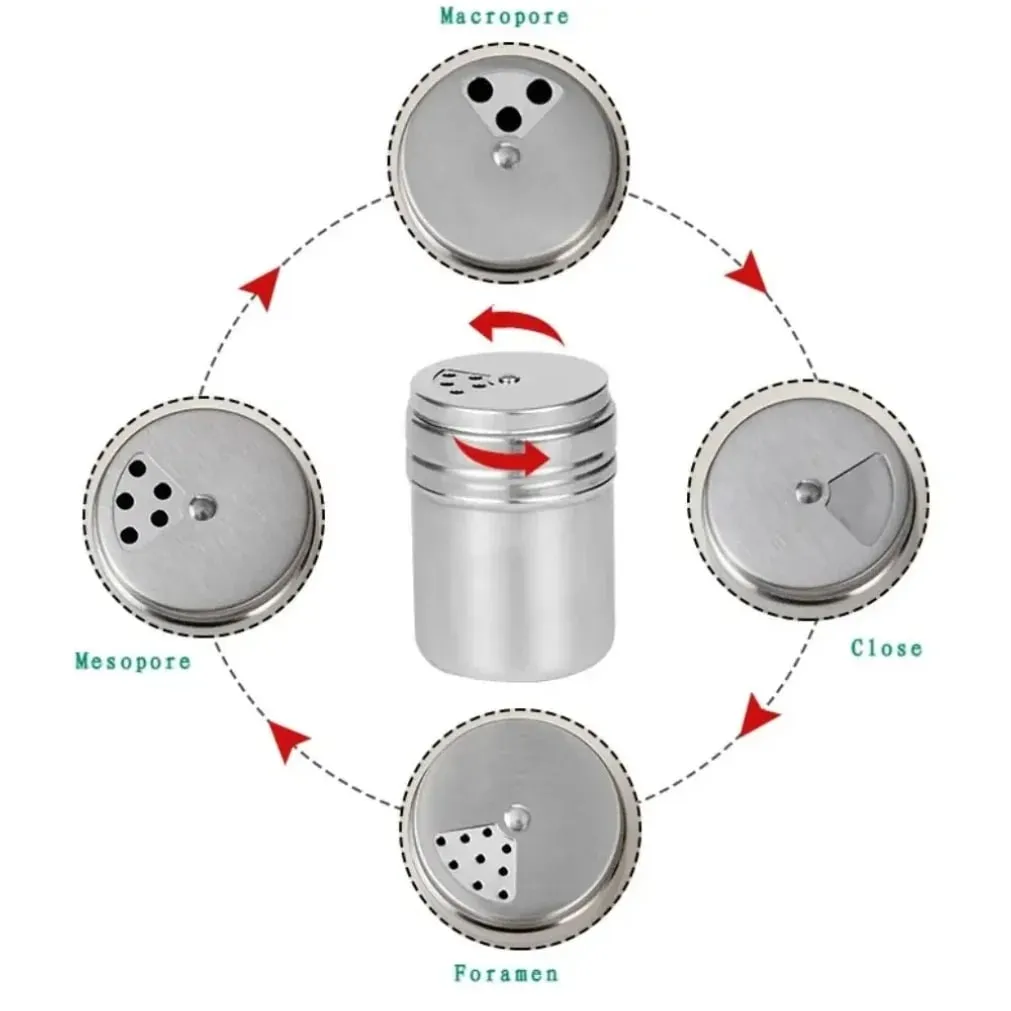 Mehrzweck-Edelstahl-Gewürzglas, Salz- und Zuckerflasche, drehbarer Deckel, Gewürz- und Pfefferstreuer, Gewürzglas, Küchenhelfer — image 4