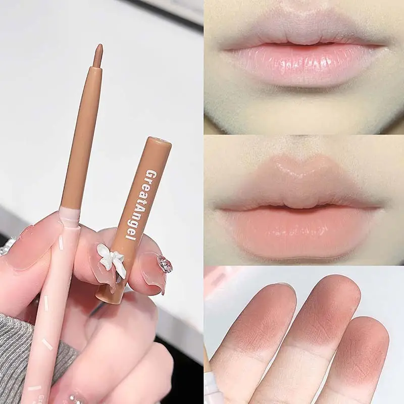 Korean Lip Liner Waterproof Matte Lip Liner Pencil Non-stick Cup Smooth Lip Contour Pen Nude Pink Brown Lip Makeup For Women — image 2