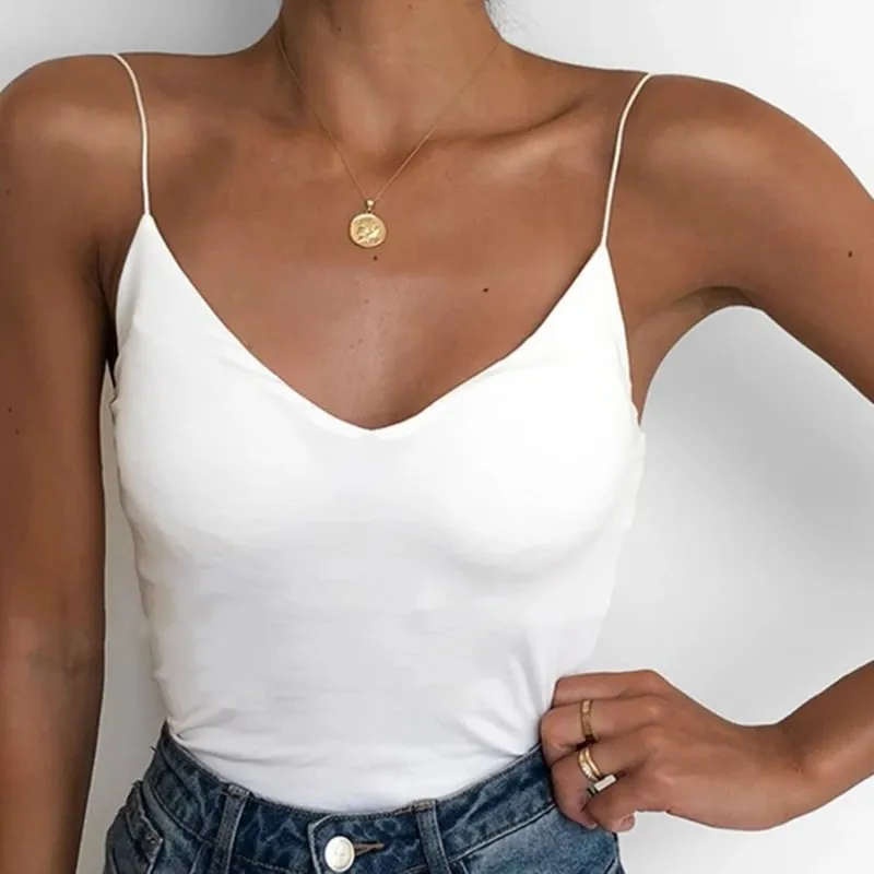 Summer Sexy Women Thin Wild Solid Camis Vest Tank Tops Female Strap Basic Tops Slim Sleeveless Camisole — image 3