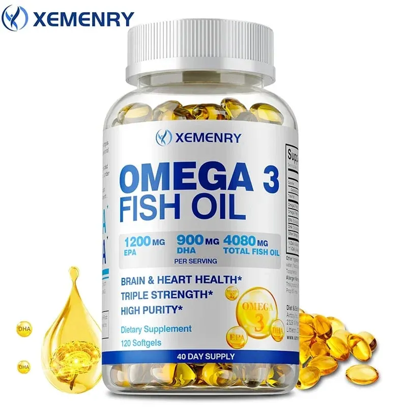 Minyak Ikan Omega-3 - Meningkatkan Kepekatan Memori dan Kognisi Menggalakkan Kesihatan Otak dan Mata Meningkatkan Fungsi Imun — image 1