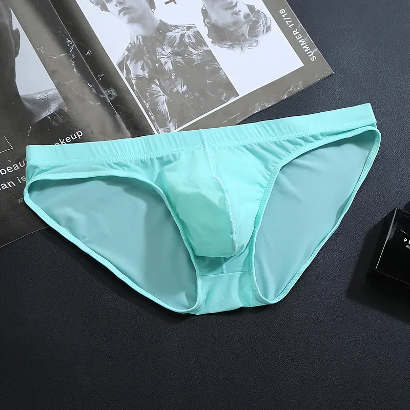 Seamless Ice Silk Briefs Men Big U Pouch Sexy Ice Silk Bikini Underwear Plus Size Low Rise Solid Color Male Panties — image 12