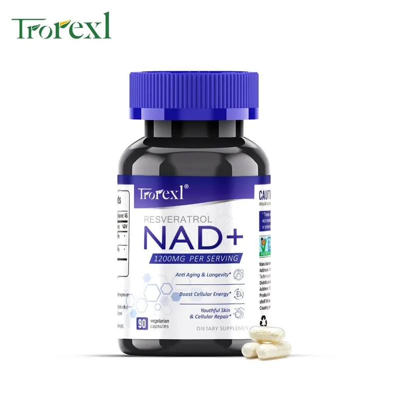 NAD + Doplněk resveratrolu NAD Plus Boosting – podporuje buněčnou energii, metabolismus proti stárnutí, zdraví pokožky