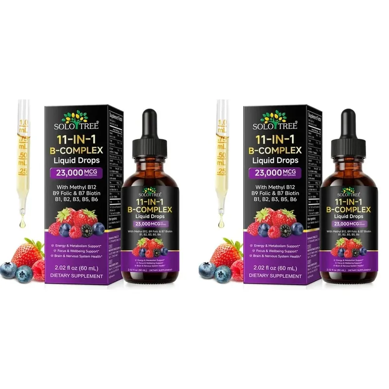 B-Complex Liquid Drops 11-in-1 Methyl B12 Folate Biotin For Energy Focus & Brain Nervous Support Formula Adult 60ml — image 9