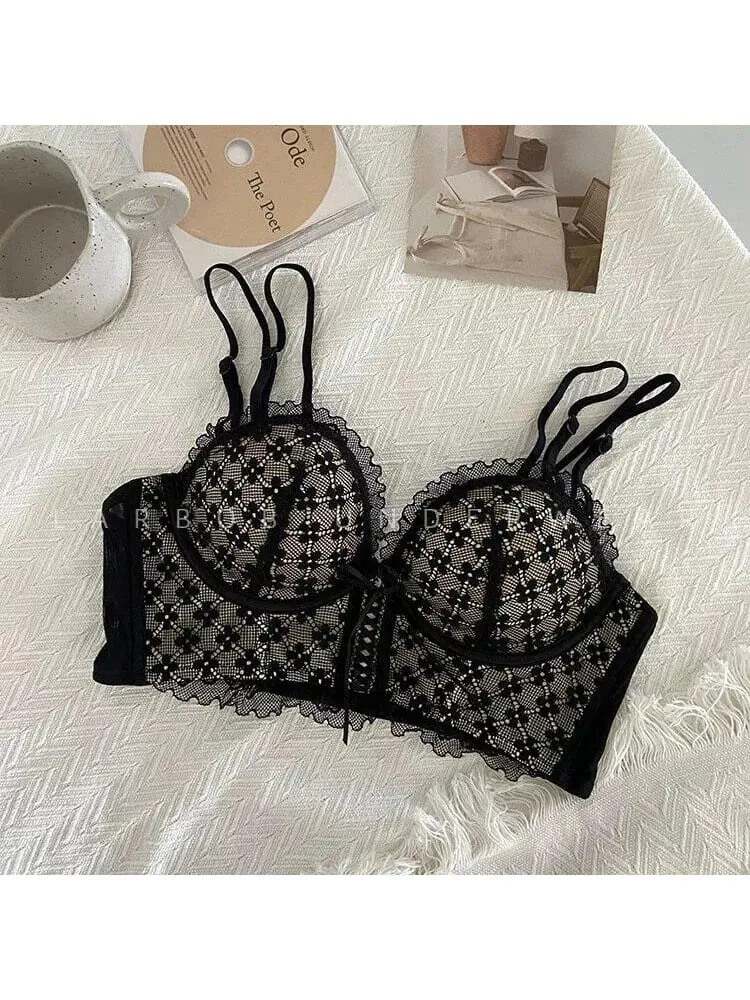 Bra Tekan Ke Atas Renda Tanpa Padding Seluar Dalam Ramping Tanpa Wayar Bralet Seksi Musim Panas Lancar untuk Sokongan Bahagian Angkat Dada Kecil Anti Kendur — image 6