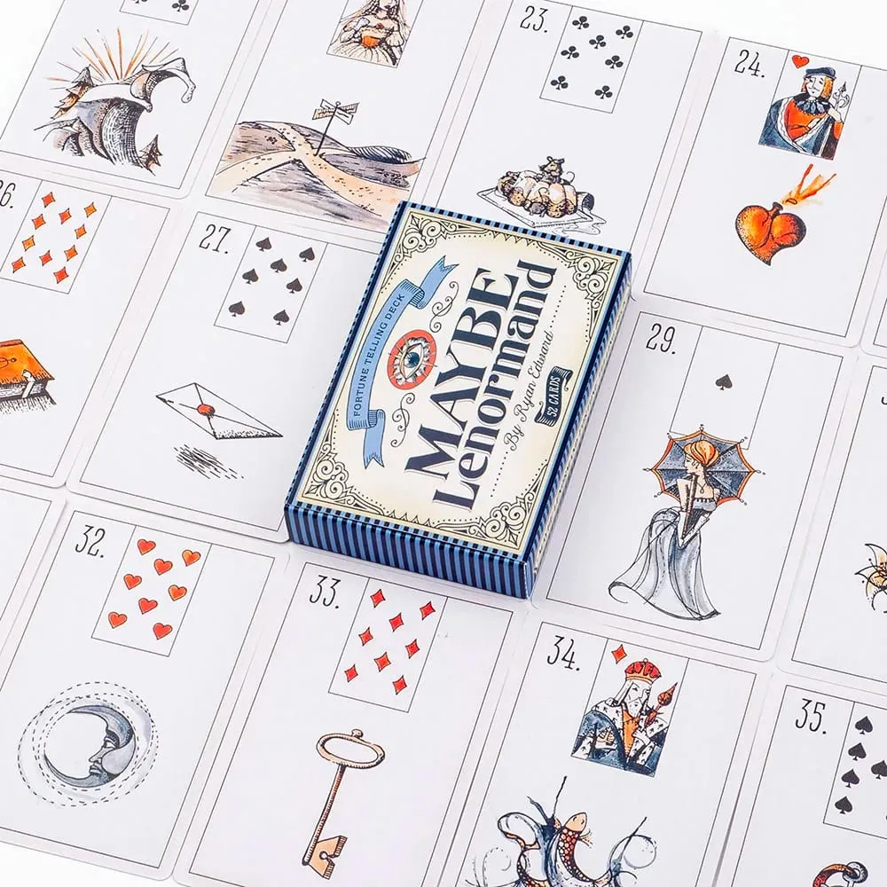 아마도 Lenormand 52 카드 데크-점쟁이 파티 보드 게임을 위한 초보자 친화적인 운명 점 타로 9.7x6.3cm