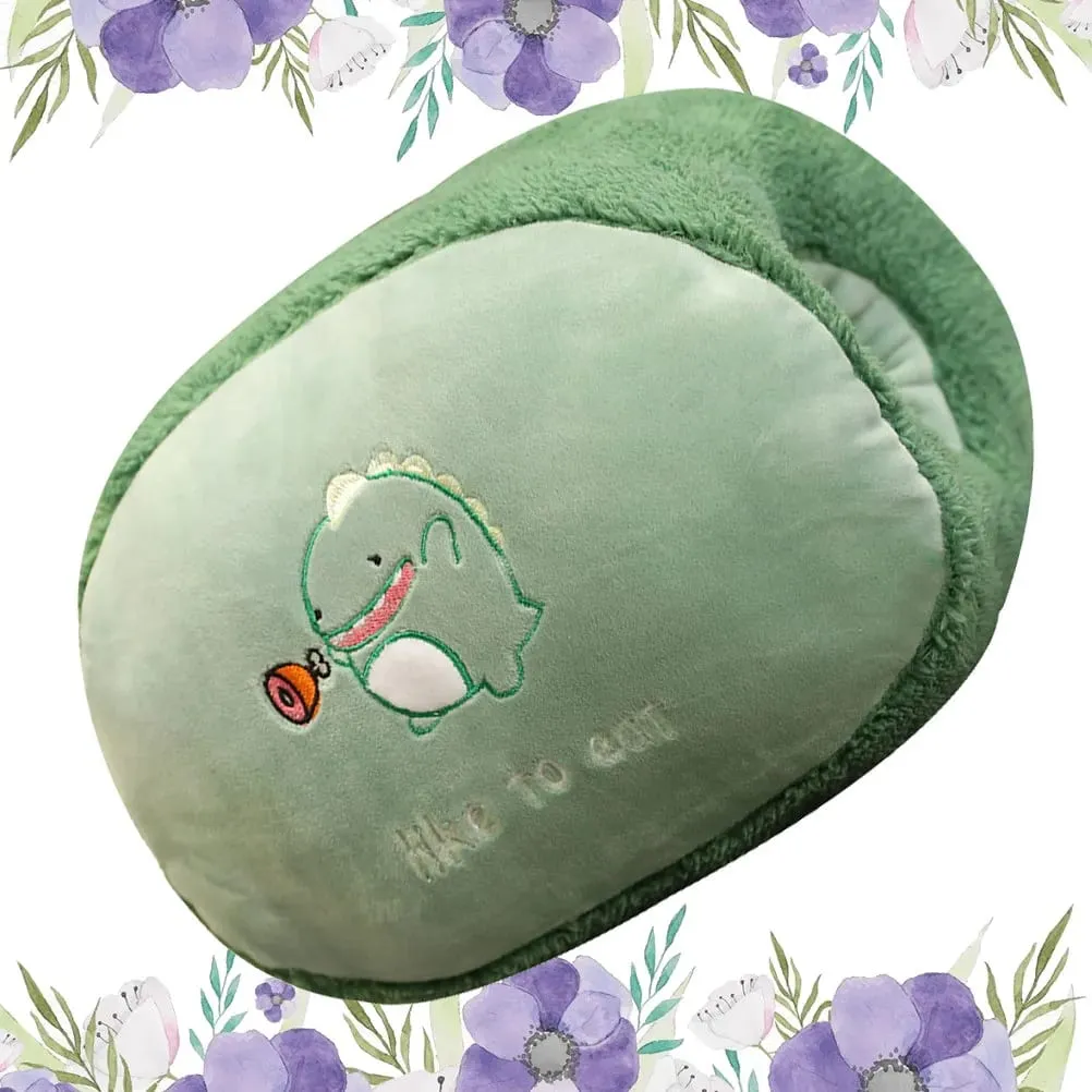 Bantal Penghangat Tangan Kartun Dinosaurus Bantal Hangat Lembut untuk Penggunaan Mobil Meja Tempat Tidur Sofa Tidak Mudah Berubah Bentuk Ide Hadiah Musim Dingin yang Sempurna
