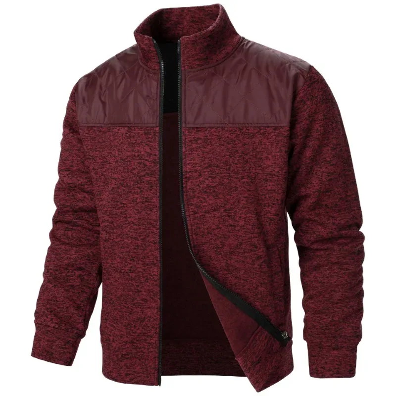 Baju Kemeja Tampalan Lelaki Jaket Kolar Berdiri Jaket Slim Fit Cardigan Pakaian Jalanan Pakaian Sukan Kot Zip Atas Kasual Pakaian Olahraga Luaran Lelaki — image 6