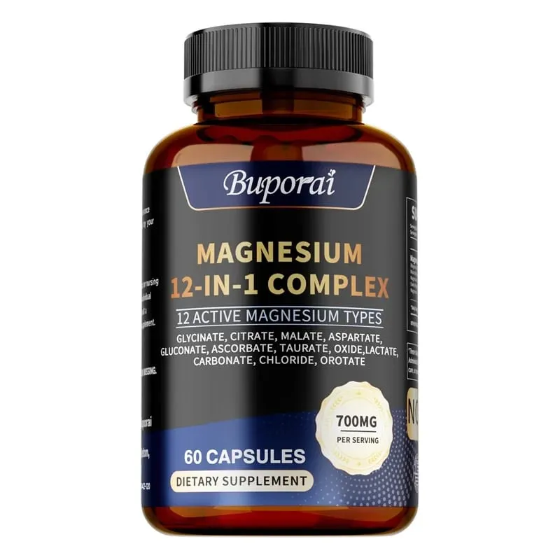 Magnesium Complex Capsules - Bone & Heart Health Supplement Sleep Support Muscle Relaxation Stress & Anxiety Relief